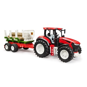 ROADMAX-tractor met aanhanger en boomstammen - Bruder 3453
