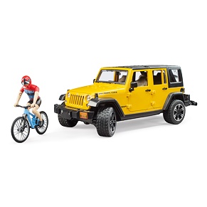 Jeep Wrangler Rubicon Unlimited met mountainbike en fietser - Bruder 2543