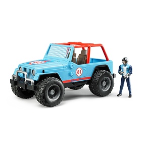 Race Jeep Cross Country Blauw + Racer - Bruder 2541