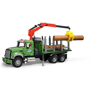 Mack vrachtwagen met houtdrager + 3 houtblokken - Bruder 2824