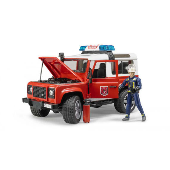 Land Rover brandweerwagen met brandweerfiguur - Bruder 2596