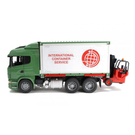 Scania R met container en vorkheftruck - Bruder 3580
