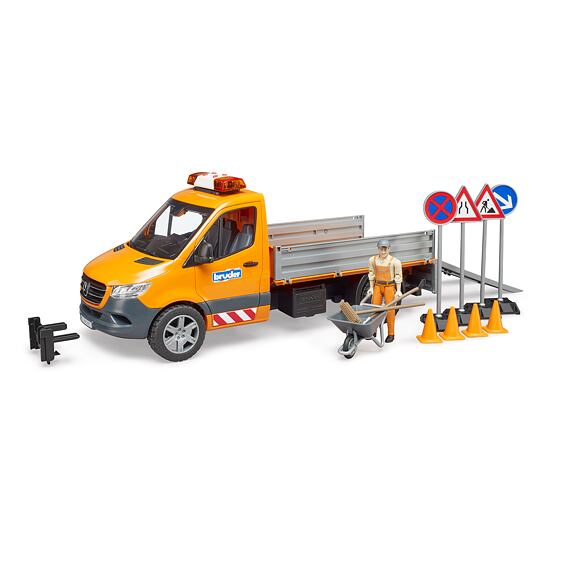 Wegwerkers MB Sprinter met bestuurder en accessoires - Bruder 2677