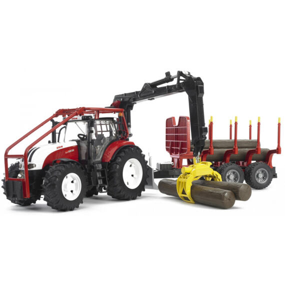 Steyr CVT 6230 bostractor met houtdrager - BRUDER 3093