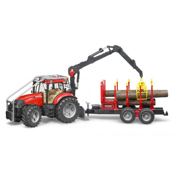 Case CVX 230 bosbouwtractor  + wagen en 4 boomstammen - Bruder 3098