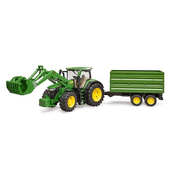 John Deere 7R 350 Tractor met voorlader en aanhanger - Bruder 3155