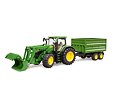 John Deere 7R 350 trekker met voorlader en aanhanger - Bruder 3155