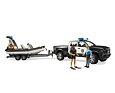 Politie RAM 2500 met trailer, boot en zwaailamp - Bruder 2507