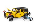 Jeep Wrangler Rubicon Unlimited met mountainbike en fietser - Bruder 2543