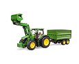 John Deere 7R 350 trekker met voorlader en aanhanger - Bruder 3155