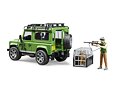 Land Rover Defender met jager en hondenfiguur - Bruder 2587