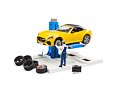 Tankstation, roadster en monteur - Bruder 62112