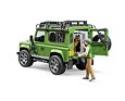 Land Rover Defender met jager en hondenfiguur - Bruder 2587