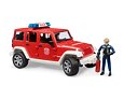 Jeep Wrangler brandweerwagen met brandweerman figuur - Bruder 2528