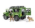Land Rover Defender met jager en hondenfiguur - Bruder 2587