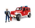 Jeep Wrangler brandweerwagen met brandweerman figuur - Bruder 2528
