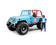 Race Jeep Cross Country blauw + racer - Bruder 2541