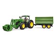 John Deere 7R 350 trekker met voorlader en aanhanger - Bruder 3155