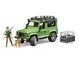 Land Rover Defender met jager en hondenfiguur - Bruder 2587